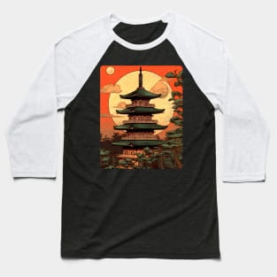 Zen Temple Pagoda Baseball T-Shirt